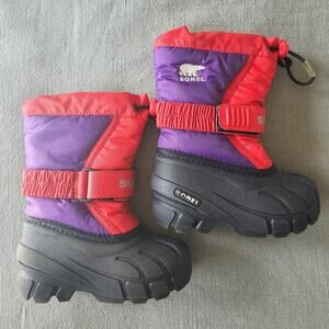 Sorel Youth Little Kid FLURRY Boot Red/Purple 7 Winter Snow‎ Rain Outdoor Sport